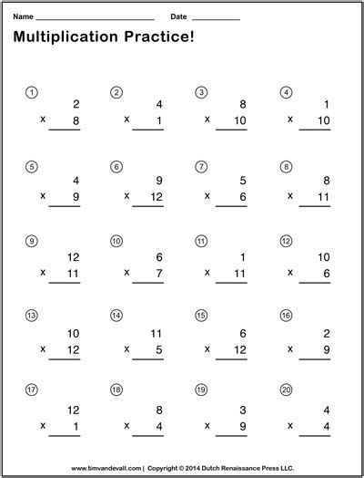 Simple Multiplication Worksheet 1 Tim S Printables