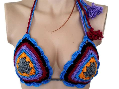 Crochet Bikini Top Bohemian Bikini Halter Top Boho Bikini Etsy