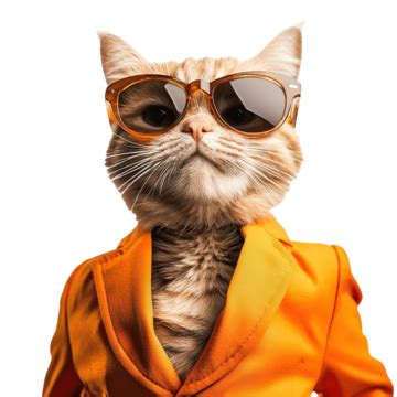 Stylish Cat In Sunglasses And Orange Suit Cat Sunglasses Orange Suit