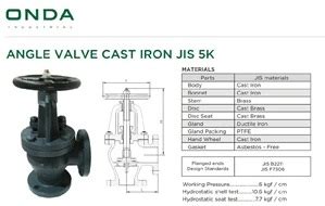 Angle Valve Cast Iron Jis K Onda Daitech Cipta Ragam