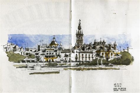 Sevilla View From Triana Sevilla Architectural Sketch Urban Sketching