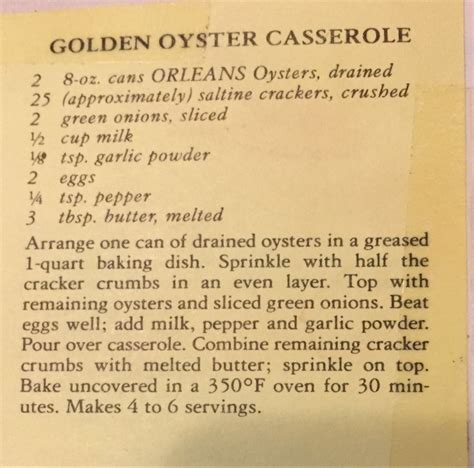 Delicious Golden Oyster Casserole