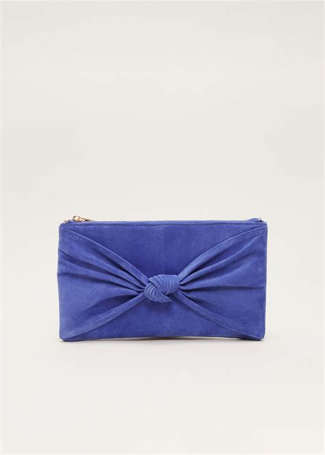 Blue Suede Clutch Bag Phase Eight Uk