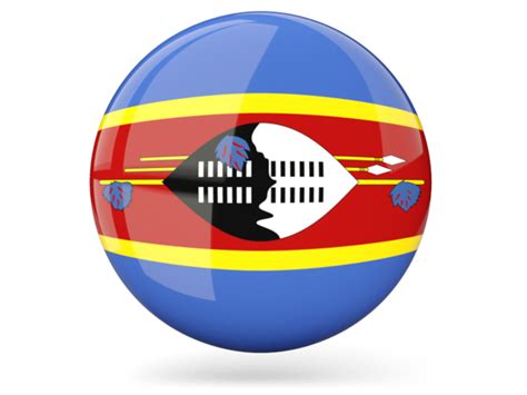 Glossy Round Icon Illustration Of Flag Of Swaziland