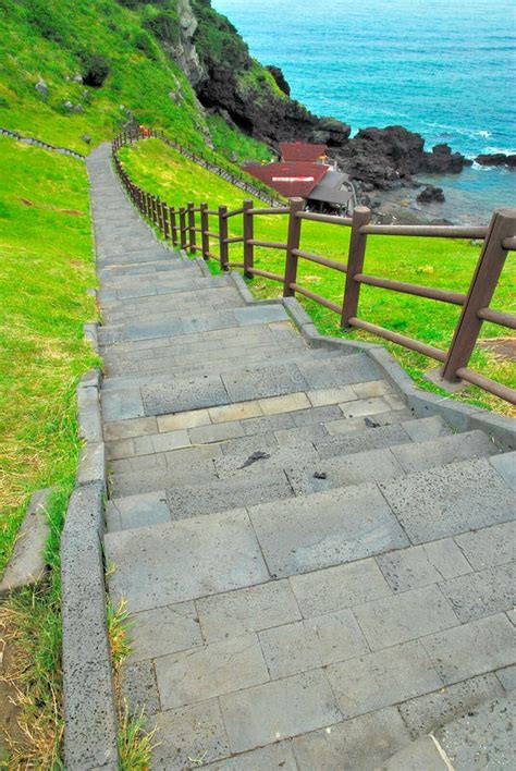 Stairs Leading Down To The Sea Stock Photo Image Of Handrail Cliff