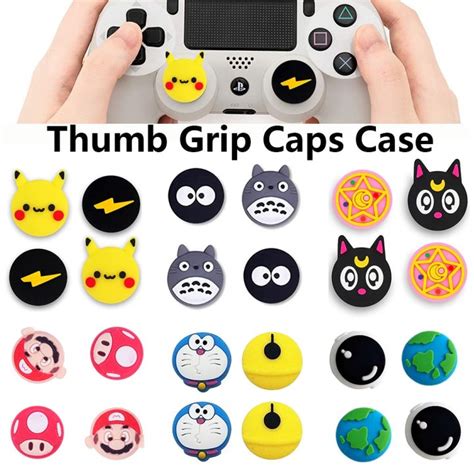 4pcs Cartoon Silicone Thumb Stick Grip Cap Analog Joystick Ns Joy Con Controller Cover For