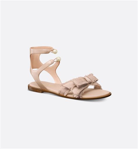 Adiorable Sandal Nude Calfskin And Fringed Grosgrain Dior