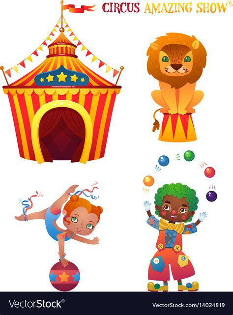 Circus cartoon characters Royalty Free Vector Image