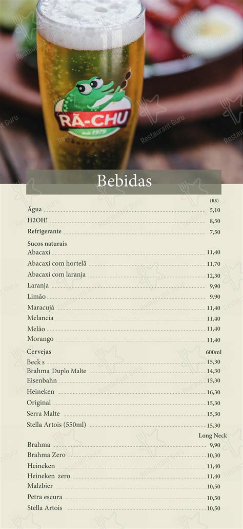 Menu At R Chu Churrascaria La Carte Restaurante Unidade Guanabara