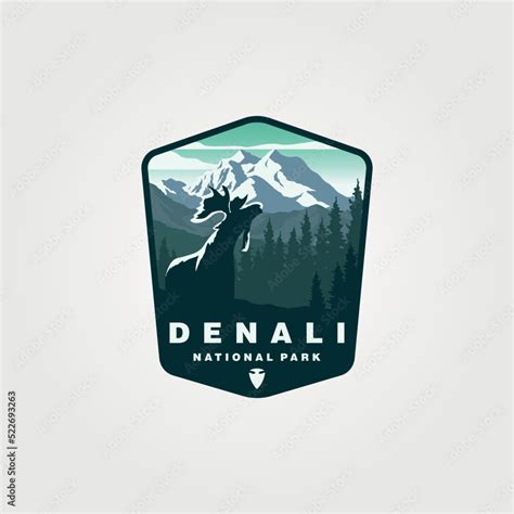 Vector Of Denali National Park Sticker Patch Logo Design Stock Vector