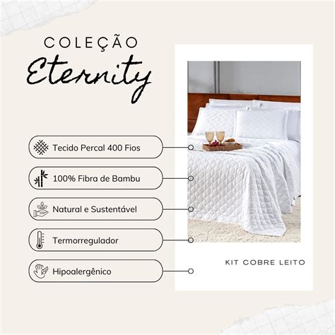 Kit Completo Cobre Leito Eternity Bamboo Branco Dupla Face Len Ol