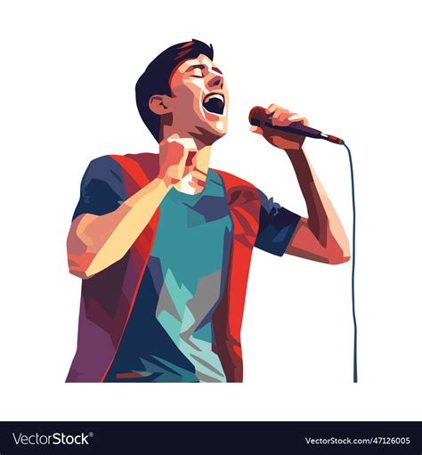 One person singing with microphone Royalty Free Vector Image