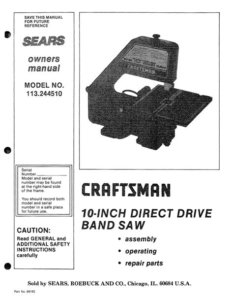 Sears Craftsman 10 Inch Band Saw Parts