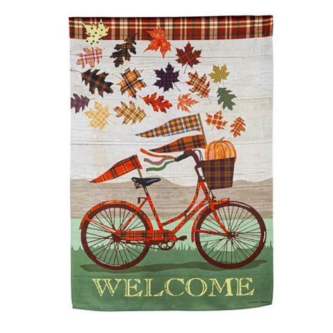 Evergreen Enterprises Fall Bicycle Suede House Flag S Blain