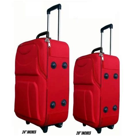 Revolving Wheels Mofaro Red Polyester Zipper Luggage Trolley Bag Set At