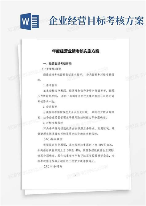 方便的企业年度经营业绩考核实施方案word模板免费下载编号142a83wlk图精灵