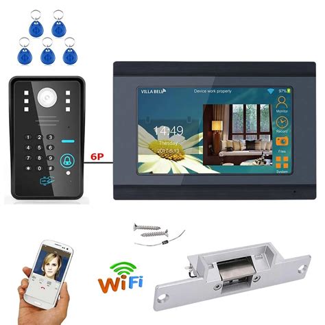 Inch Wired Wireless Wifi Rfid Password Video Door Phone Doorbell