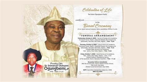 BURIAL SERVICE FOR DR EMMANUEL OLUBUNMI OGUNGBEMI YouTube