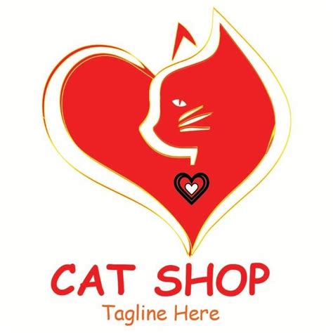 Heart Shaped Cat Shop Logo Logo Template In 2023 Cat Shop Shop Logo