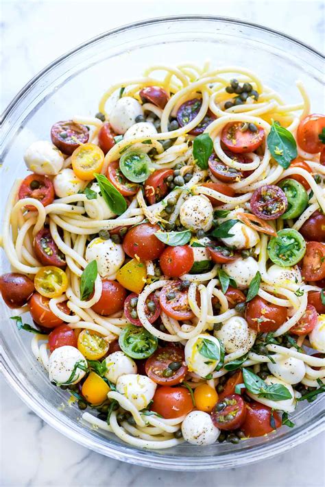 Caprese Pasta Salad With Garlic Marinated Tomatoes