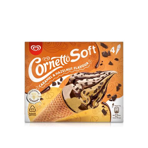 Cornetto Soft Caramel And Hazelnut Flavour Ice Cream Cones 140ml 4s