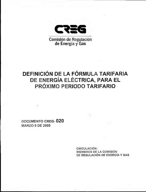 PDF DEFINICIÓN DE LA FÓRMULA TARIFARIA DE ENERGÍA apolo creg gov co