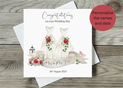 Personalised Gay Wedding Card Wedding Congratulations Bride And
