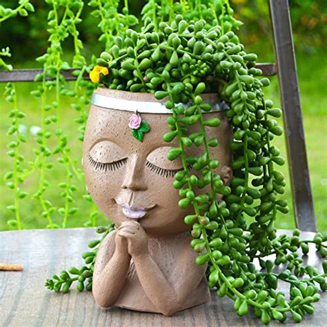 Praying Face Planter Cute Face Flower Pot Head Planter Decorative