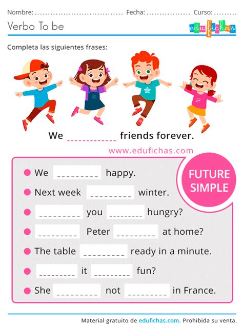 Verbo To Be Ejercicios De Inglés Para Niños【descarga Pdf】