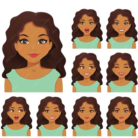 Premium Vector Blond Woman With Different Facial Expressions Set