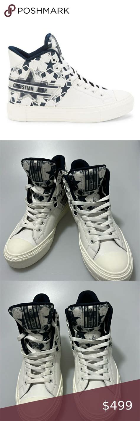 Dior Walk N Dior Star High Top Sneakers White Blue Womens Eu 37us 7 1150