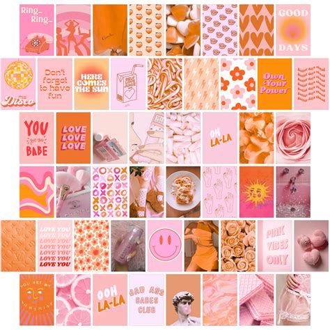 Buy Pink And Orange Room Decor Aesthetic Peach Pink Wall Collage Kit S