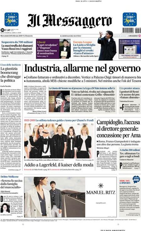 Le Prime Pagine Di Mercoled Febbraio Il Post