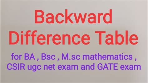 Backward Difference Table With Example Youtube