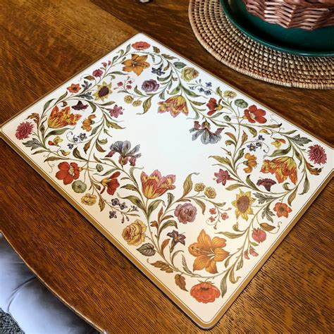 Pimpernel Jacobean Cork Back Placemats Set Of Four Floral Etsy Etsy