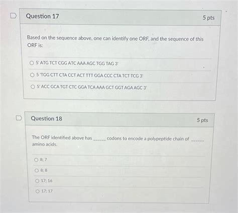 Solved For The Following Two Questions Identify The ORF Chegg