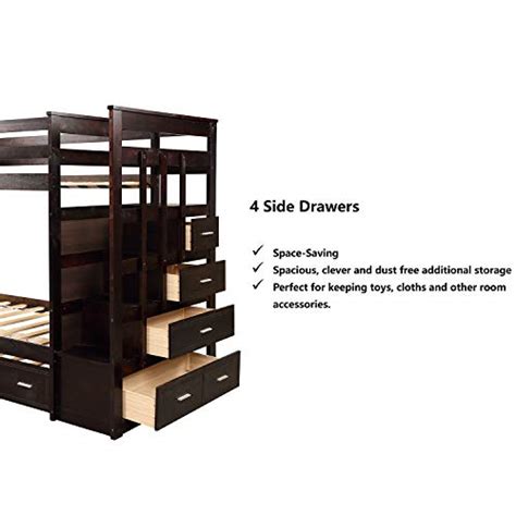 Harper And Bright Designs Wood Bunk Bed For Kids Twin Over Twin Bunk Bed