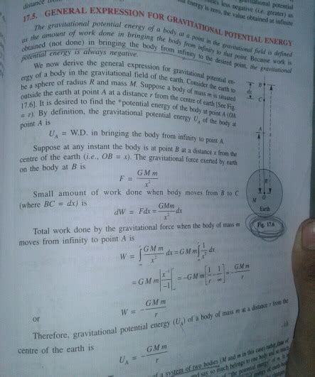 explain the derivation of gravitational potential energy with diagram ...