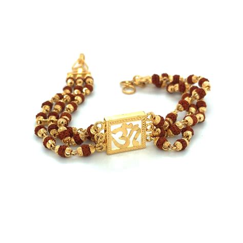 Gold Bracelets For Men With Rudraksha