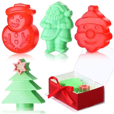 Demissle 4 Pcs Christmas Soap Bar T Set Christmas Handmade Soap Candy Xmas Tree