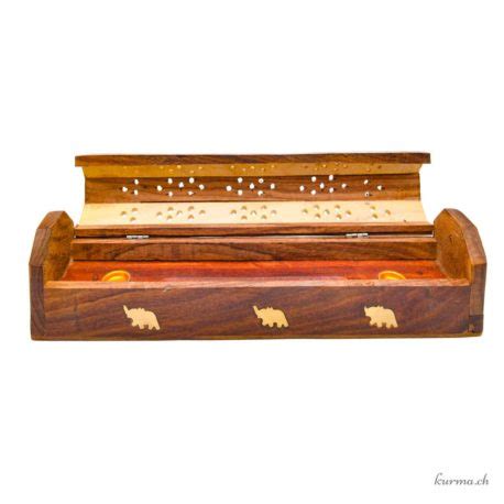 Porte Encens Bois Coffret L Phant Marron Clair Cm N