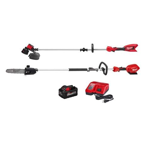 Milwaukee M18 18v Lithium Ion Brushless Cordless String Trimmer M18 Fuel Pole Saw Charger And 8