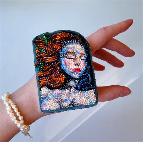 Ophelias Portrait Beaded Brooch Inspired By Shakespeares Hamlet Etsy