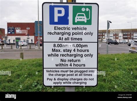Signage At Electric Vehicle Charge Point Stock Photo Alamy