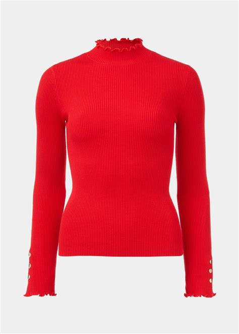 Et Vous Red High Neck Line Knit Long Sleeve T Shirt Matalan