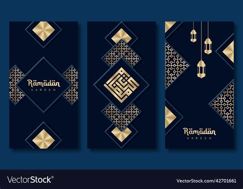 Ramadan kareem greeting cards set holiday Vector Image