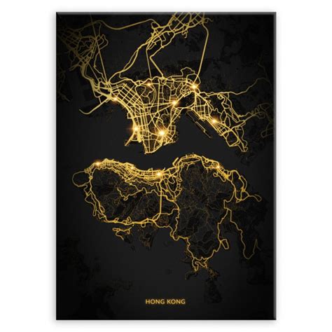 Plakat Metalowy Mapa City Lights Hongkong M MURRANO