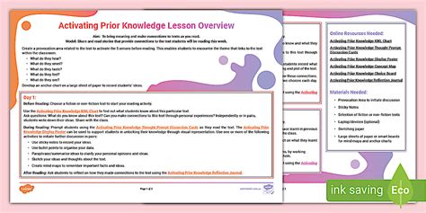 Activating Prior Knowledge Lesson Overview Twinkl