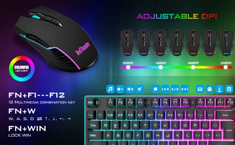 RedThunder K10 Wireless Gaming Keyboard and Mouse Combo, LED Backlit ...