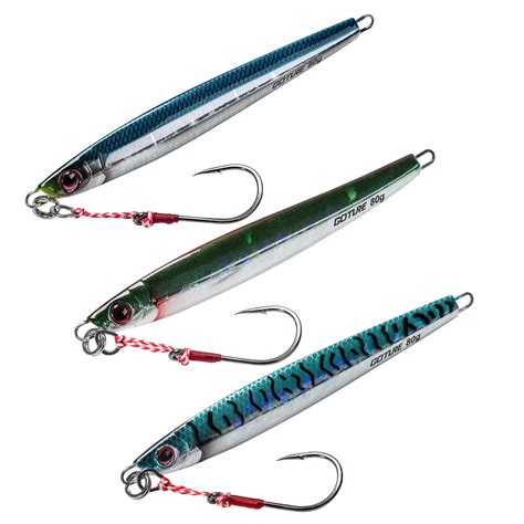 Goture Fishing Jigs Saltwater 60g 150g With Assist Hook Glow Vertical